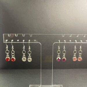 Elegant Silver and Gem Dangle Earrings